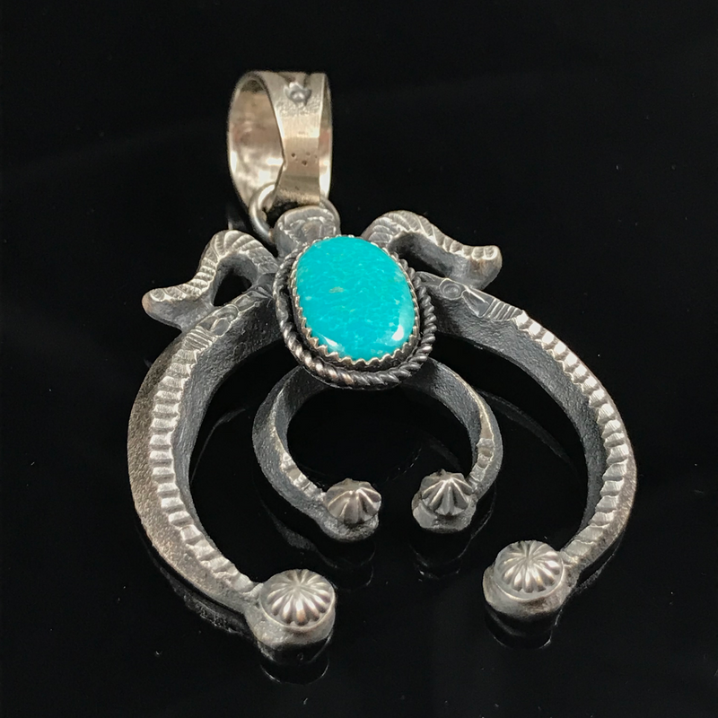 Sterling Silver & Blue Turquoise Naja Pendant