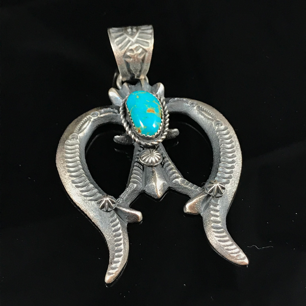 Sterling Silver Naja Pendant w/ Blue Turquoise