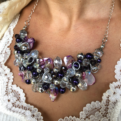 Necklace- Violet, Crystal, & Chrome