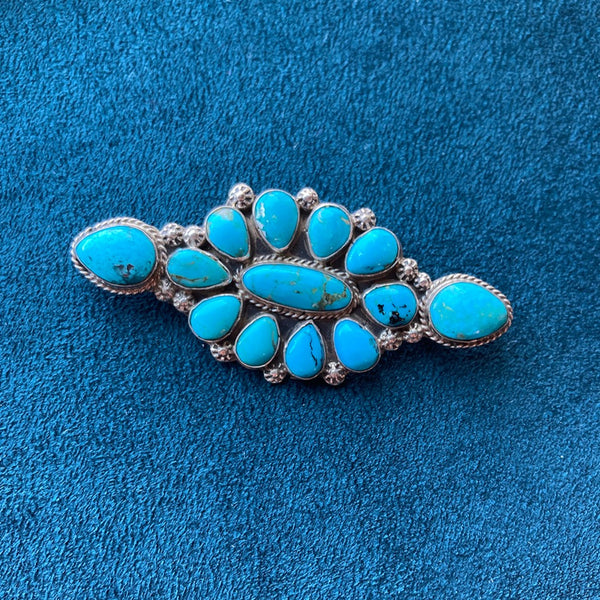 Turquoise & Sterling Silver Brooch